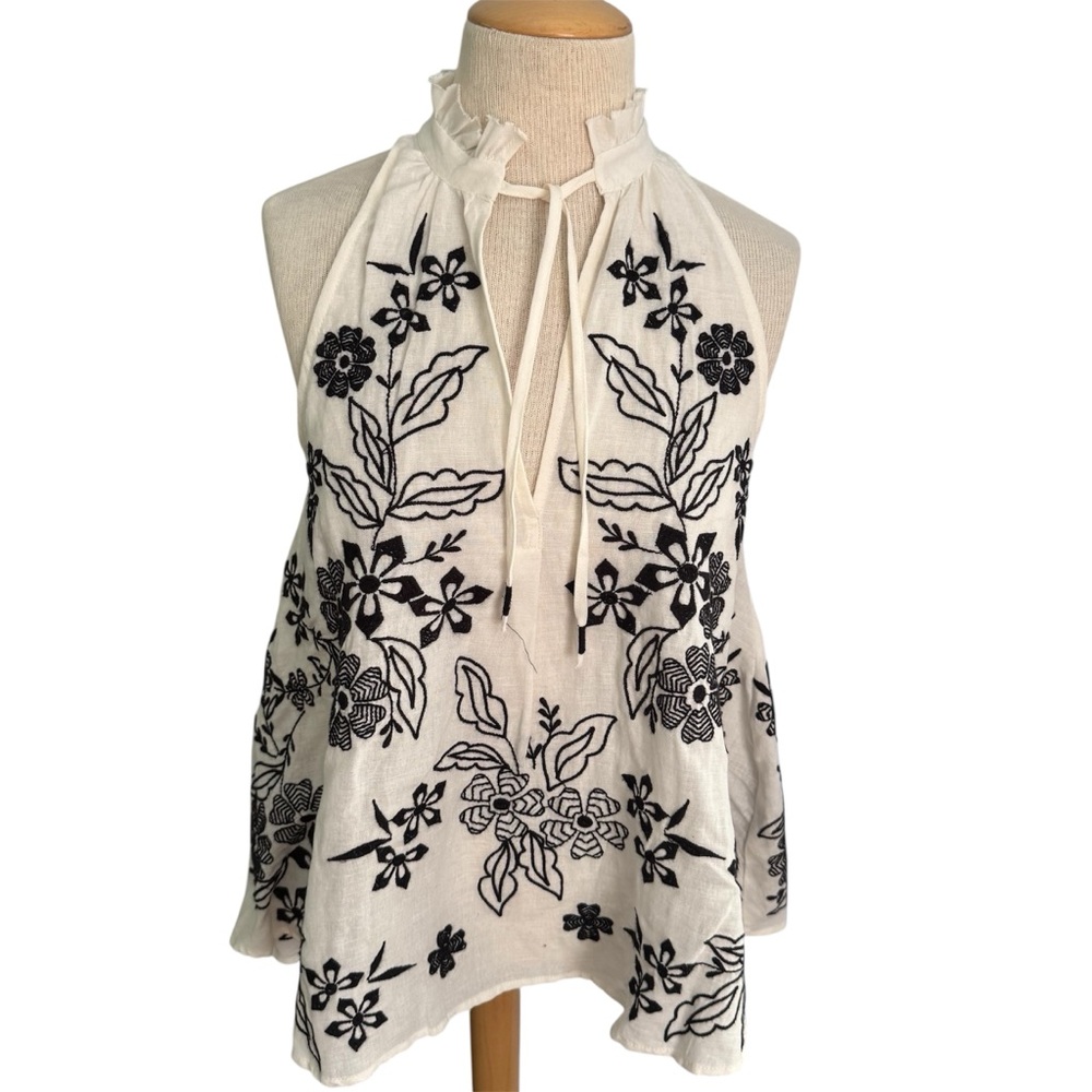 ANTHRO Tavi embroidered tank blouse with tie front, swing style by Pilcro NEW - Picture 16 of 16